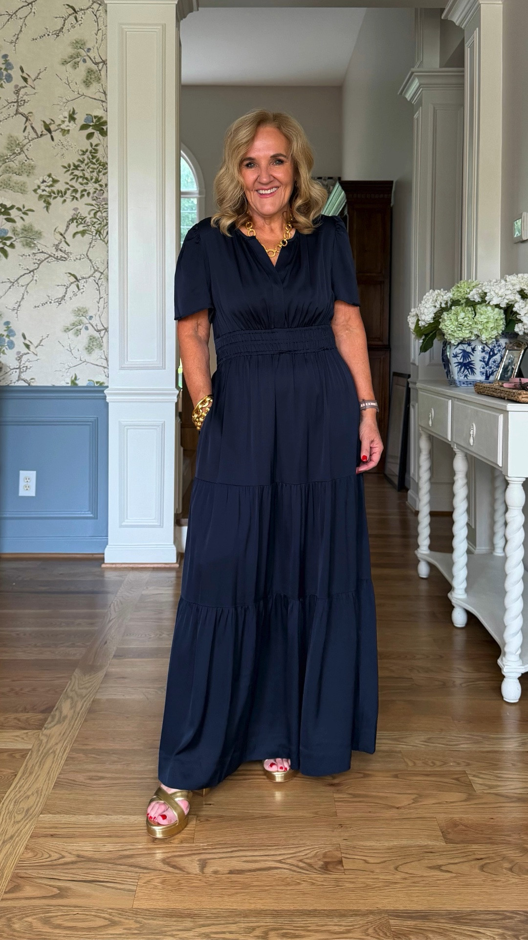 This navy tiered maxi dress is an easy one-and-done outfit that feels polished without sacrificing comfort. The defined waist and flowing tiers are flattering, while the classic navy color makes it perfect for lunch, dinner, or a summer occasion.

💡 LTK MADE EASY
❤️ Heart = Support my posts!
🔖 Save = Get sale & restock alerts
📋 Lists = Keep favorites organized
📲 Share = Send lists and products to a friend. Hello, Christmas List!
💬 Comment = Ask me anything about what I'm wearing.:-)

#LTKootd #LTKWedding #LTKOver40