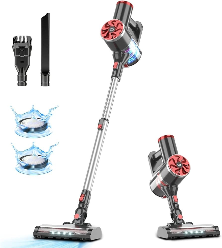 PRETTYCARE Cordless Vacuum Cleaner, Self-Standing, 25Kpa Powerful Suction Stick Vacuum with Smart... | Amazon (US)