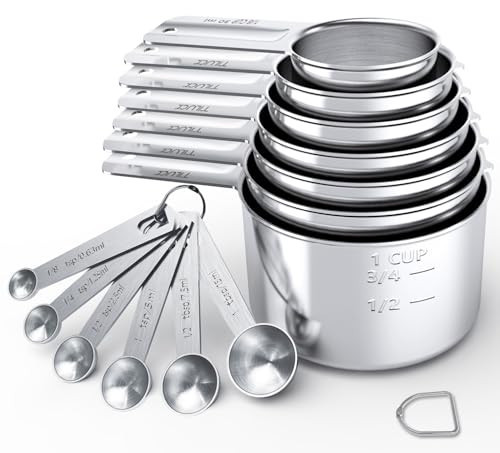 TILUCK Stainless Steel Measuring Cups & Spoons Set,Coffee Scoop Spoon,Kitchen Gadgets for Cooking & Baking,Set of | Amazon (US)