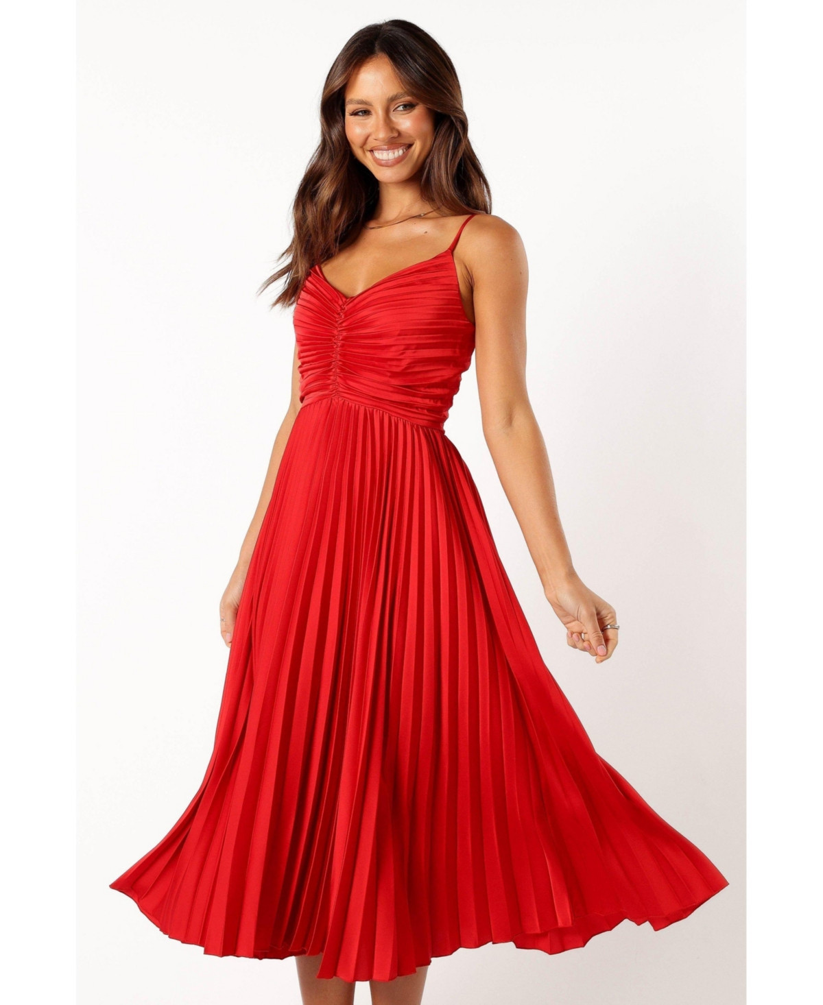 Petal and Pup Women's Naira Pleated Midi Dress - Red | Macy's
