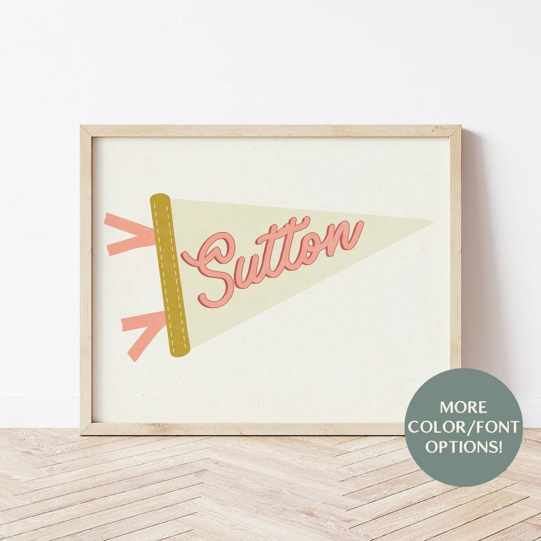 Printable Pennant Flag, Personalized Name Wall Art, Custom Name, Playroom Wall Decor, Kids Wall A... | Etsy (US)
