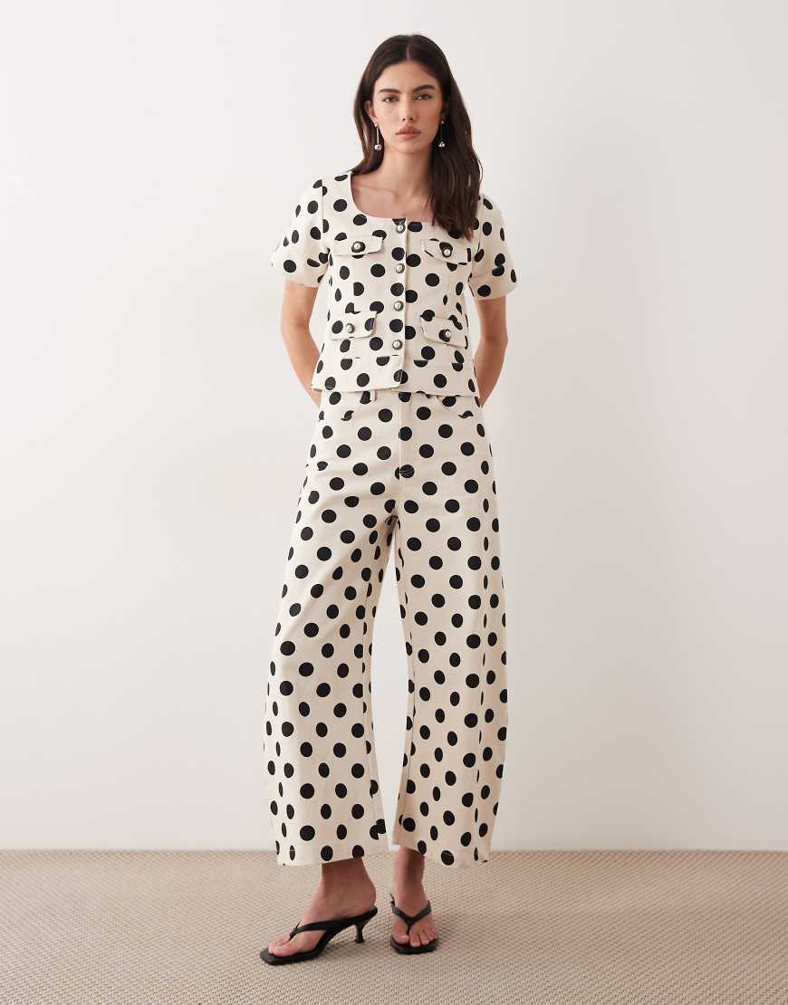 Sister Jane denim polka dot barrel jeans co-ord in ivory-White | ASOS (Global)