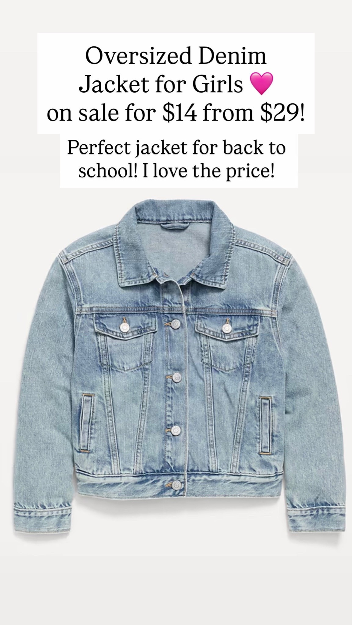 Oversized denim jacket for girls

#LTKKids #LTKSaleAlert