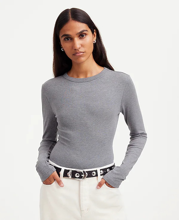 Drapey Rib Long-Sleeve Tee | Madewell | Madewell