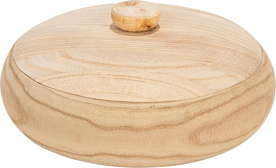 Creative Co-Op Decorative Natural Paulownia Wood Container with Lid | Amazon (US)