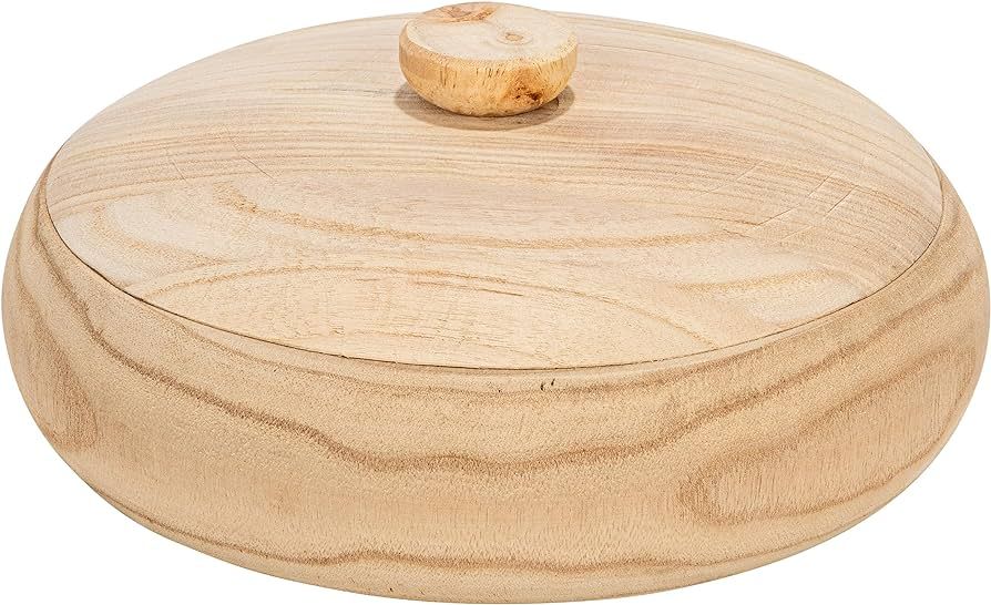 Creative Co-Op Decorative Natural Paulownia Wood Container with Lid | Amazon (US)