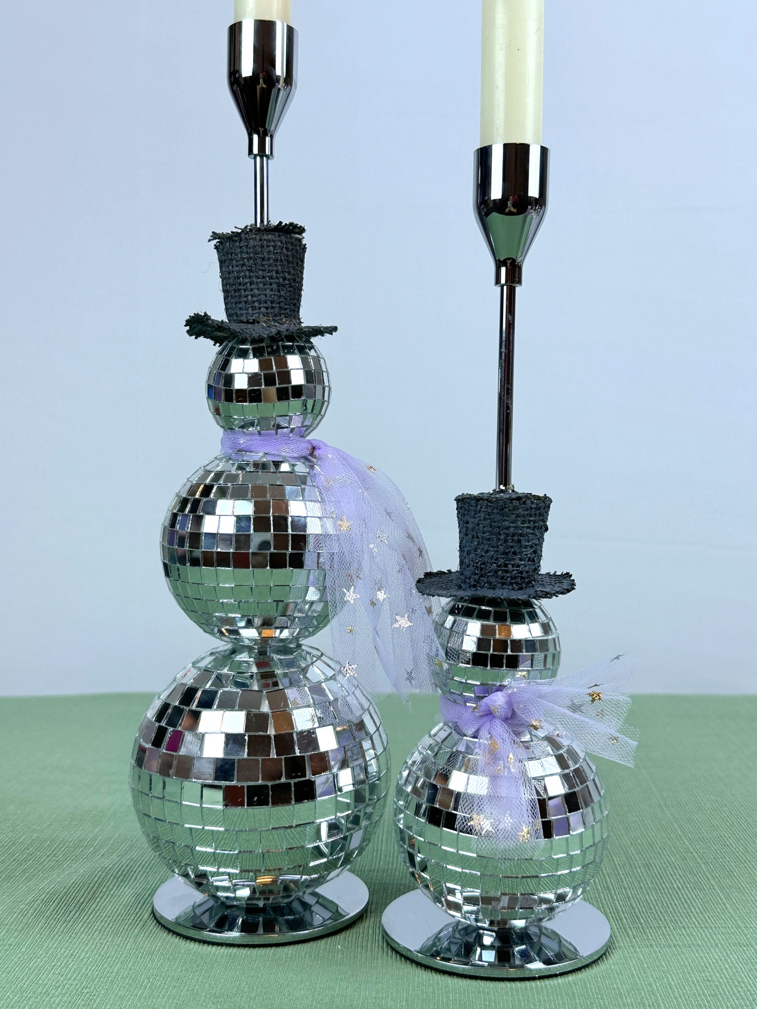 DIY disco snowman candle holders ⛄️ 🪩 

#LTKHoliday #LTKhome #LTKSeasonal