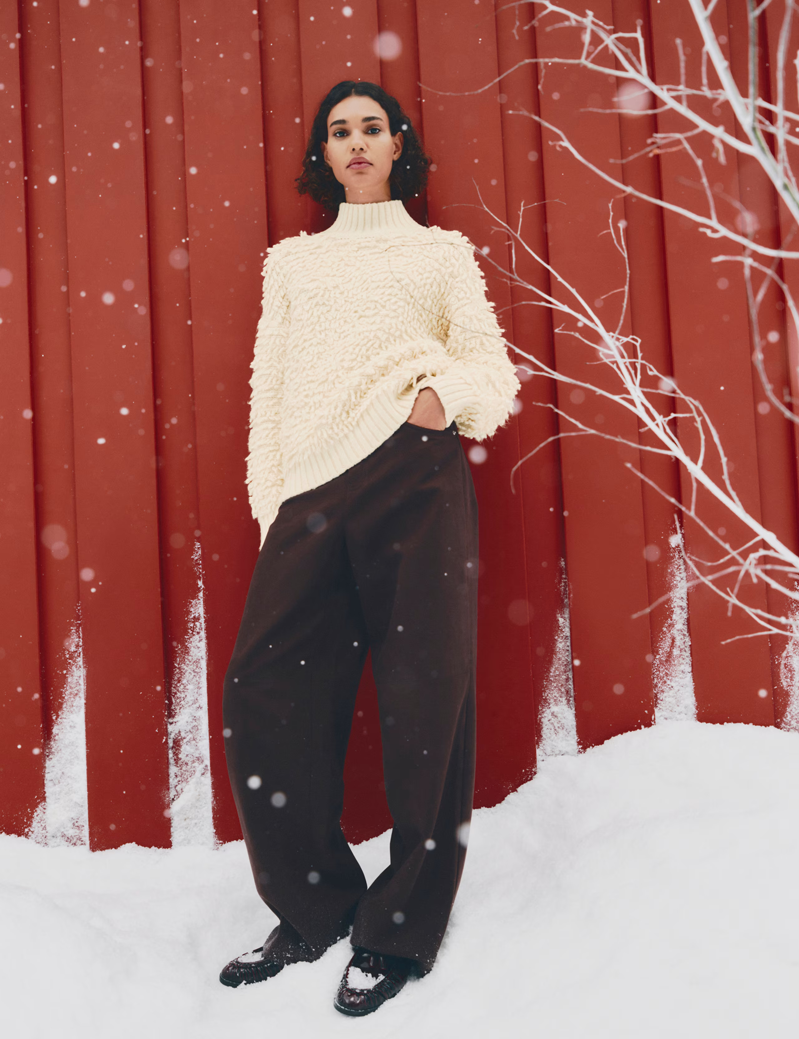 Cold-Yarn Textured Funnel Neck Relaxed Jumper | Marks & Spencer (UK)