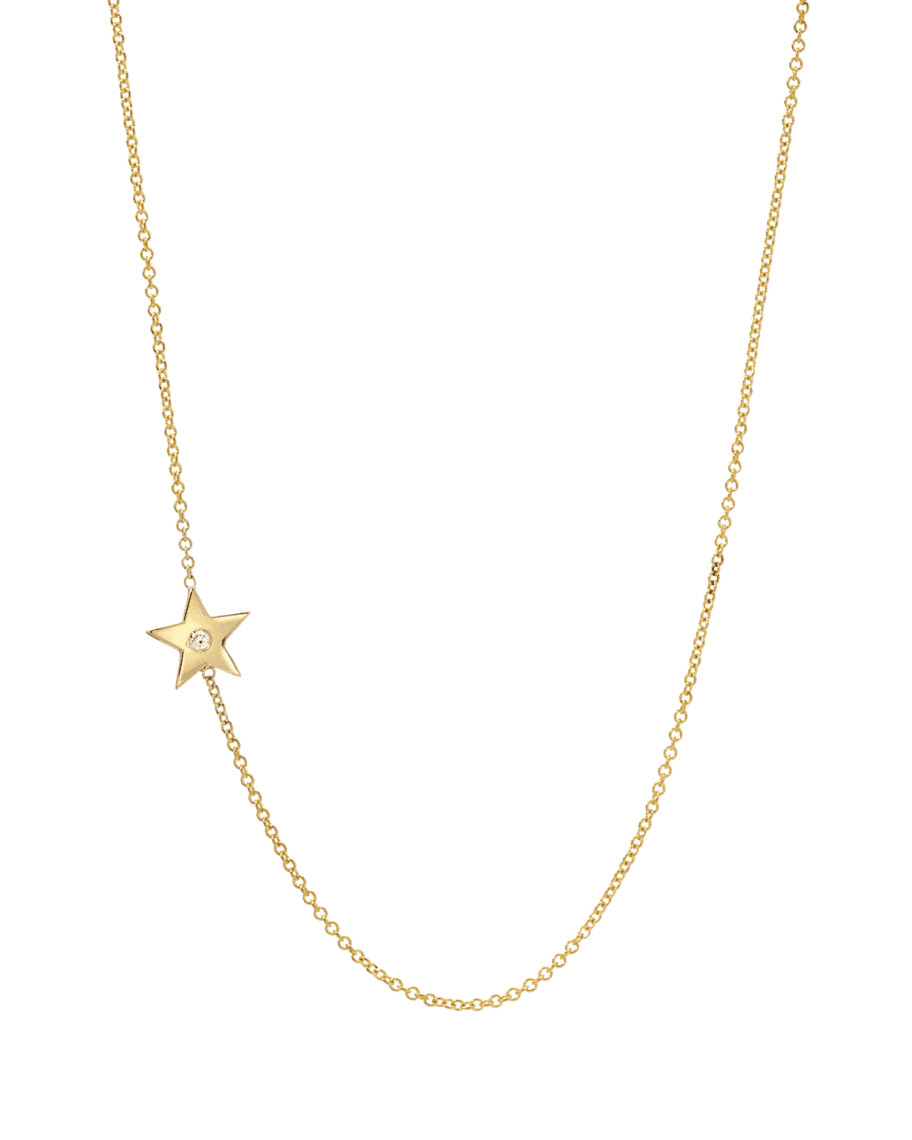 14k Gold Asymmetric 1-Diamond Star Necklace | Neiman Marcus