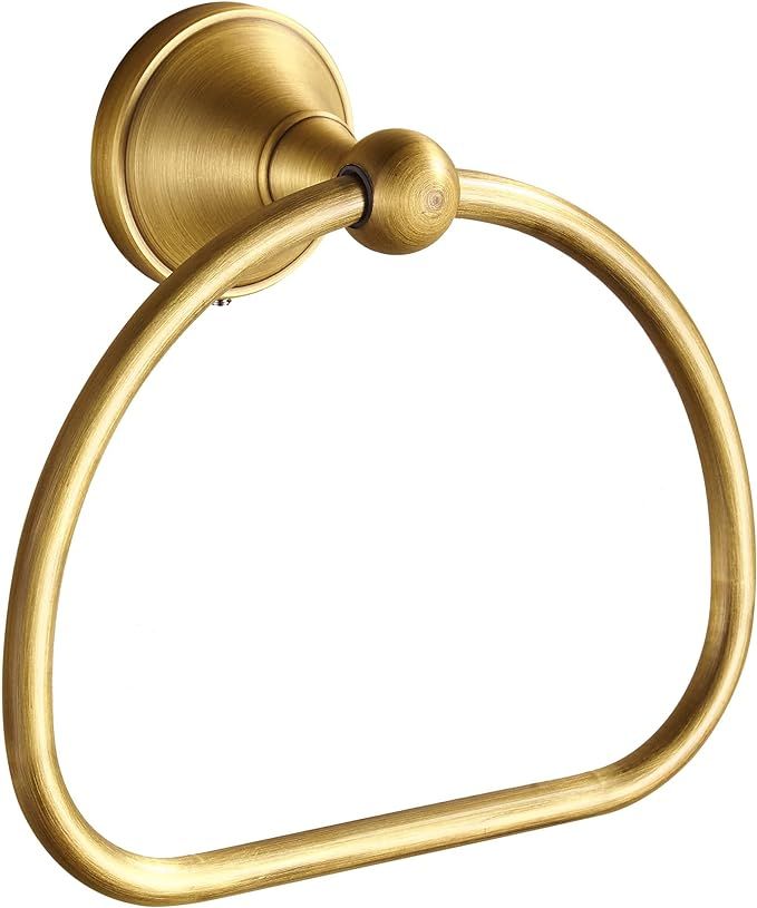WOLIBEER Brass Towel Ring,Antique Hand Towel Holder Hanger,Round Towel Holder for Bathroom Wall M... | Amazon (US)