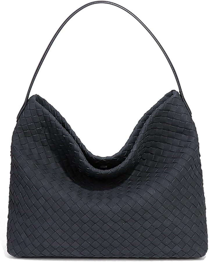 Women's Woven Shoulder Bag Handbags PU Leather Tote Bag Top-handle Shoulder Bag Soft Vegan Undera... | Amazon (US)
