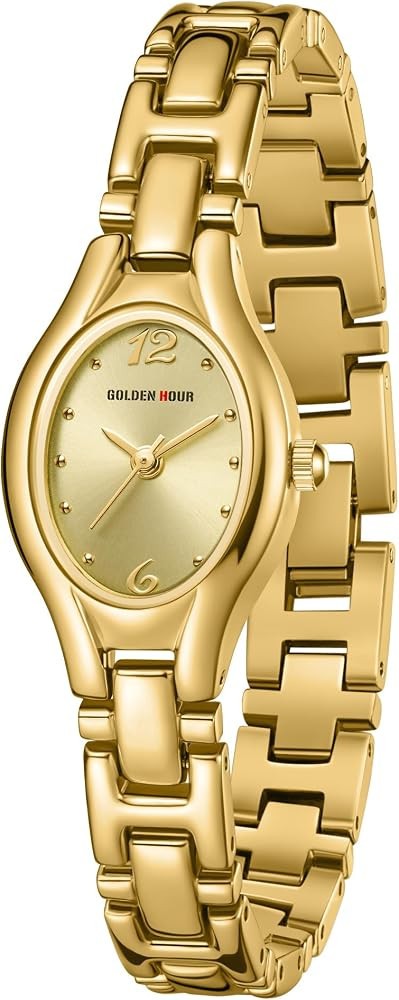 GOLDEN HOUR Gold Tone Vintage Women's Oval Case Bracelet Watch | Amazon (US)