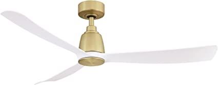 Fanimation Kute 52 inch Indoor/Outdoor Ceiling Fan with Matte White Blades, Brushed Satin Brass | Amazon (US)