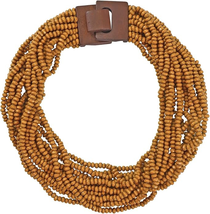 Coiris Beaded Strand Necklace for Women Boho Chunky Beaded Strand Necklace Bohemian Summer Beach ... | Amazon (US)