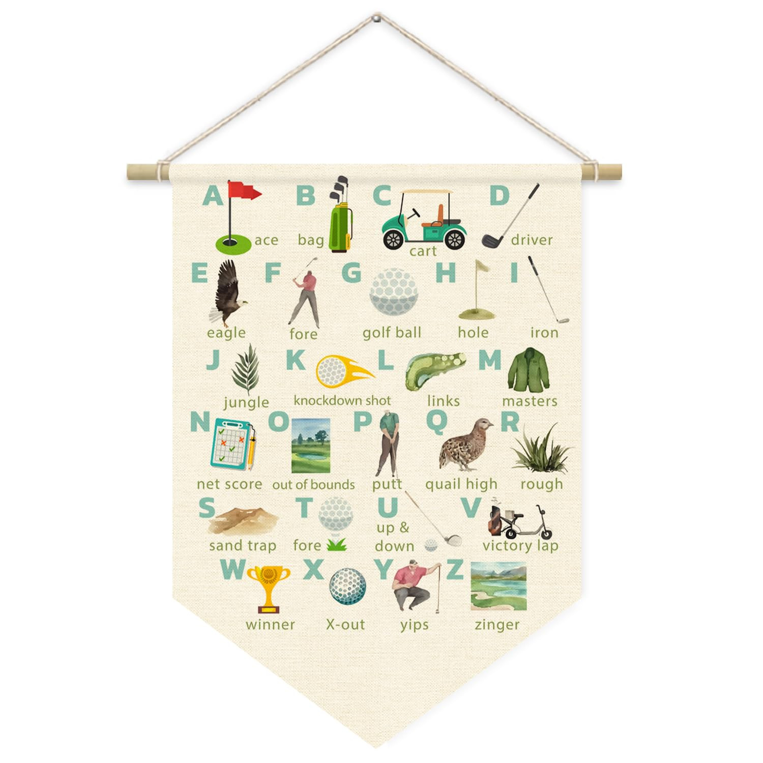 Boy Nursery Decor, Golf Nursery Decor for Boys Room, Classroom Decor Canvas Banner, ABC Letters N... | Amazon (US)