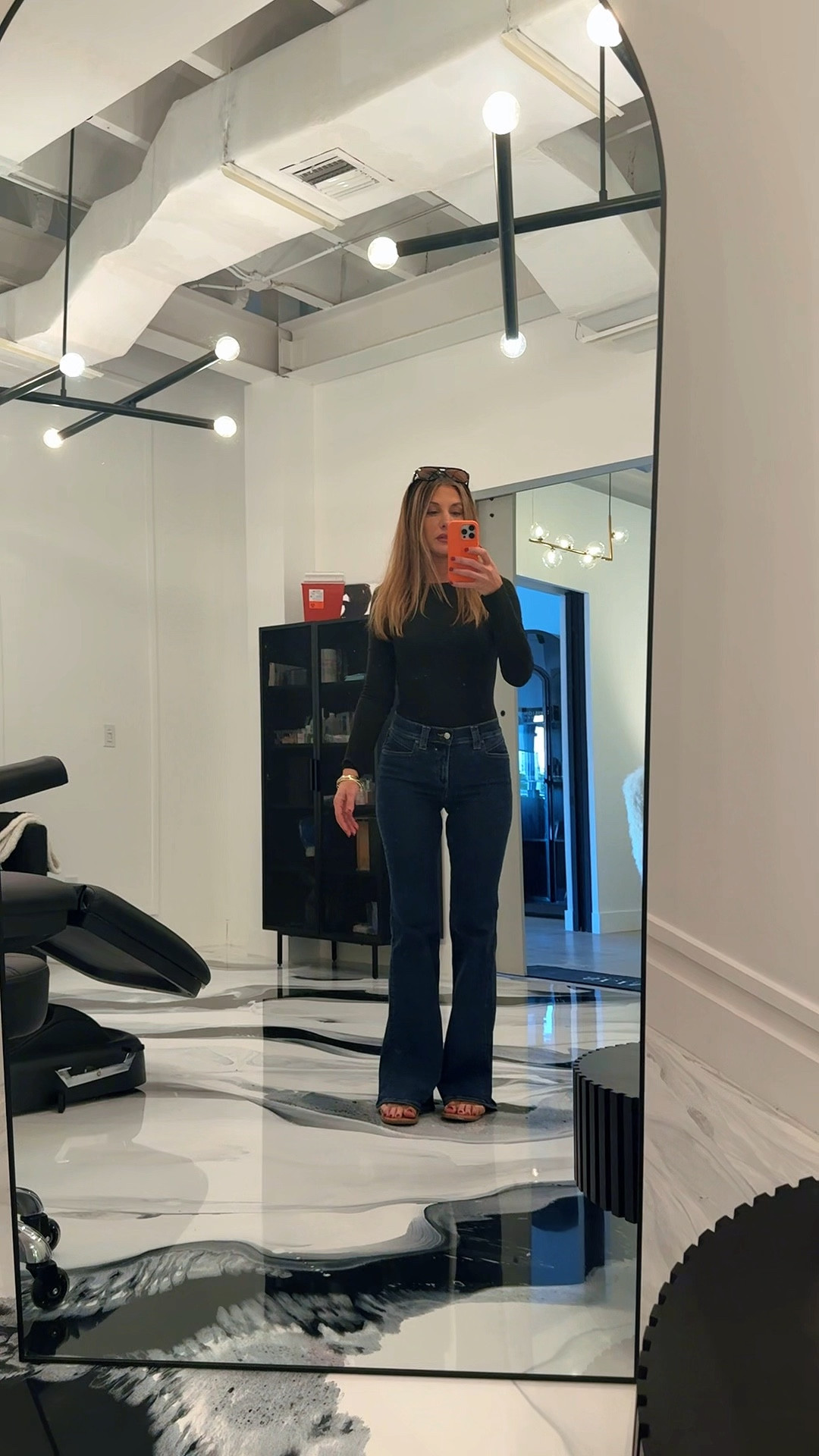 Body sculpting dark wash jeans and the CUTEST peplum top! True to size for everything! 

#LTKootd