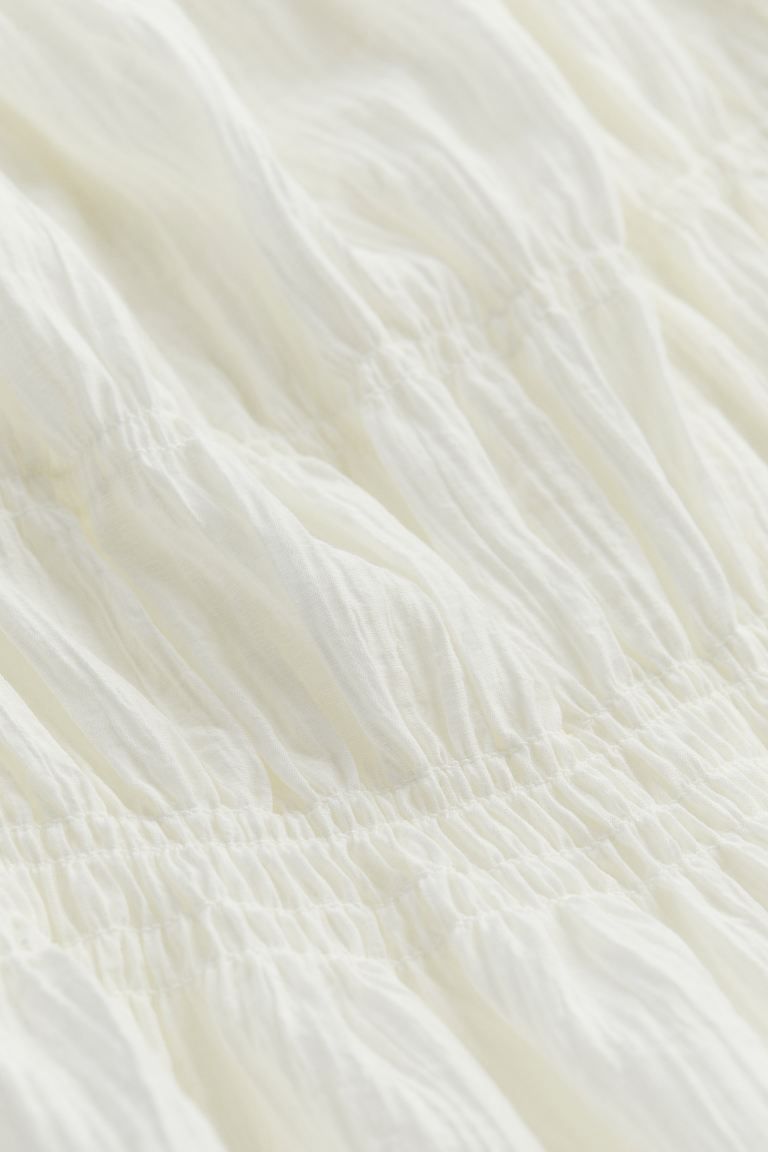 Crêpe Peplum Top - Square Neckline - Sleeveless - White - Ladies | H&M US | H&M (US + CA)