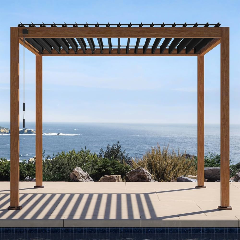 111S Takasho Louvered Pergola, 10Ft x 10Ft, Full Aluminum Frame, Adjustable Roof for Outdoor Deck... | Amazon (US)