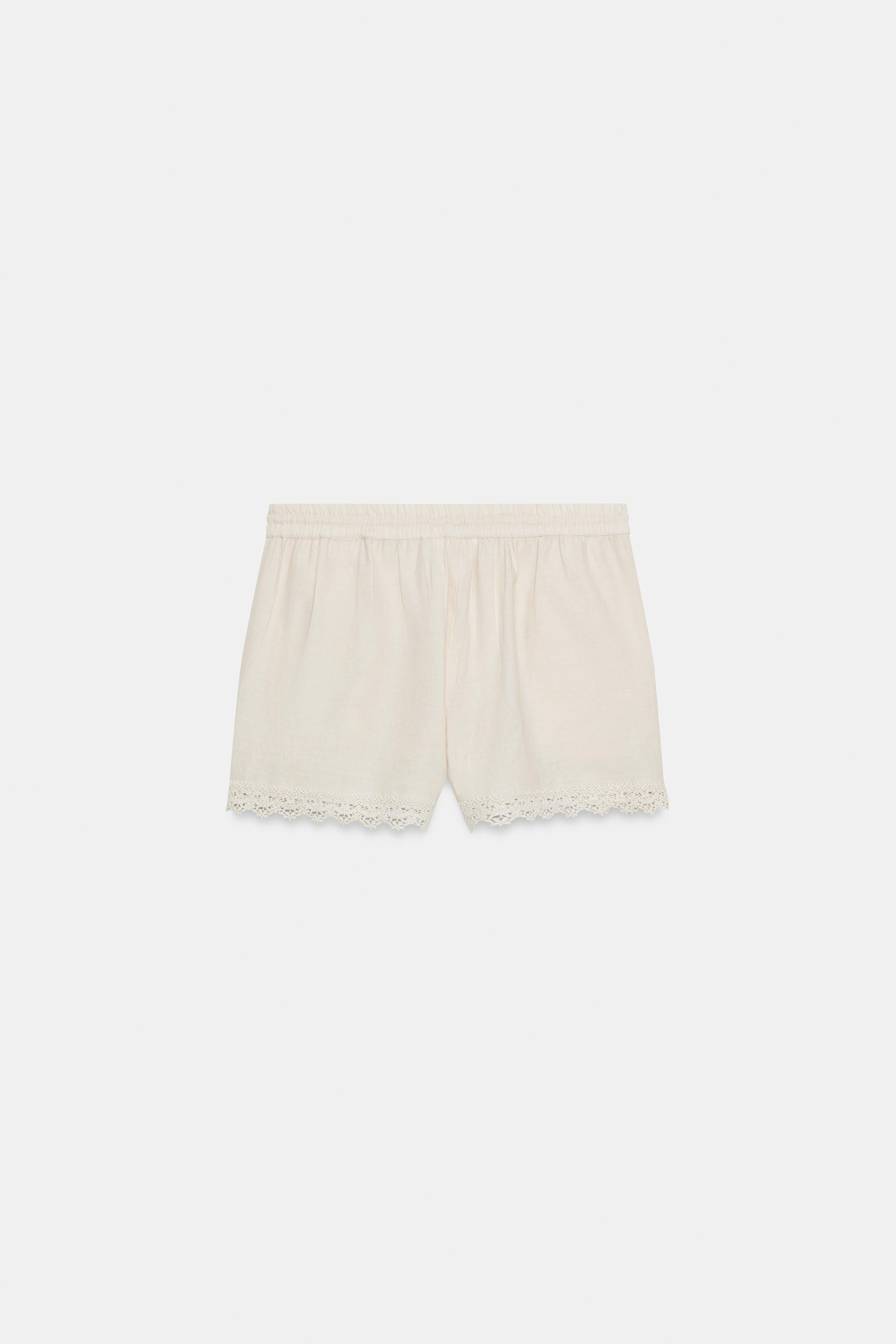 EMBROIDERED LINEN BLEND SHORTS ZW COLLECTION | Zara US