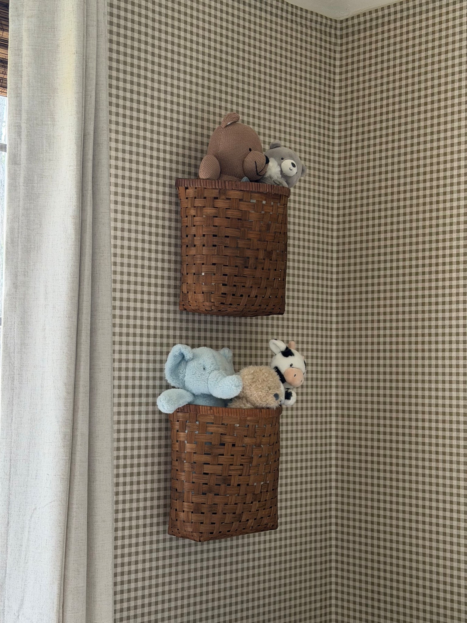 love this idea of filling baskets with stuffed animals!! These baskets were from hobby lobby but are out of stock. I linked something similar and cheaper from Walmart! #nurseryfinds #nurserydecor #nurseryideas 

#LTKHome #LTKmomlife #LTKBaby