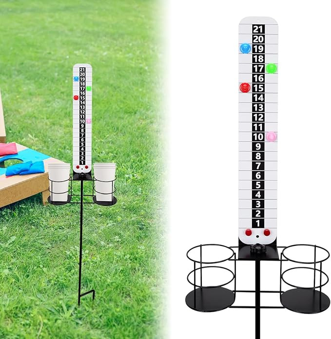 Metal Cornhole Scoreboard with Drink Holders Corn Hole Score Keeper with Magnetic for Outdoor Yar... | Amazon (US)