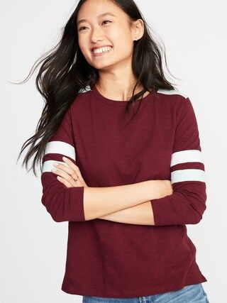 Relaxed Football-Style Slub-Knit Tee for Women | Old Navy US