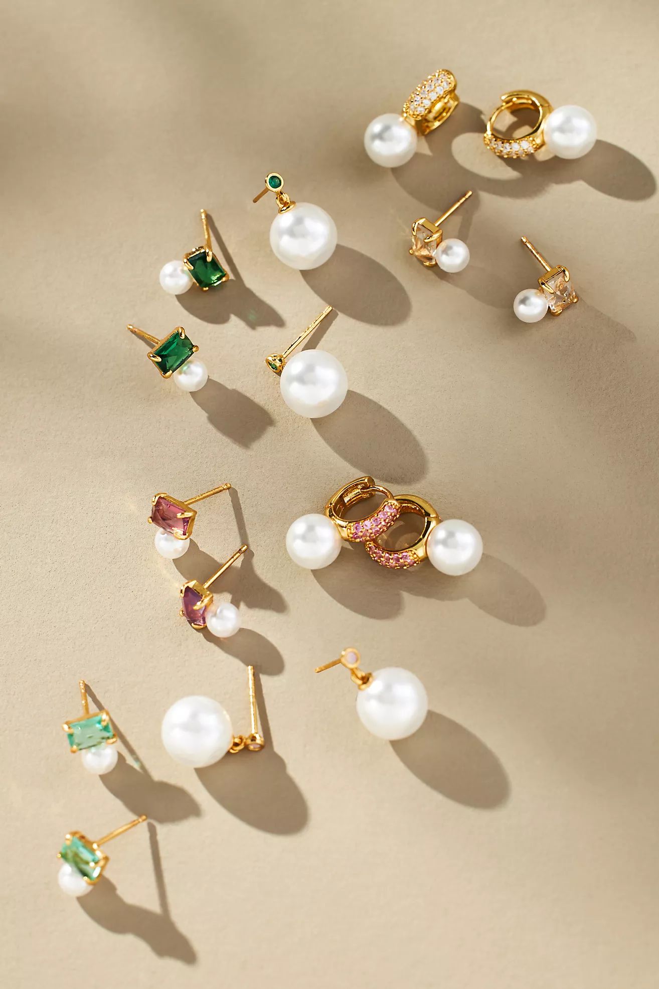 Pearl Crystal Earrings, Set of 2 | Anthropologie (US)