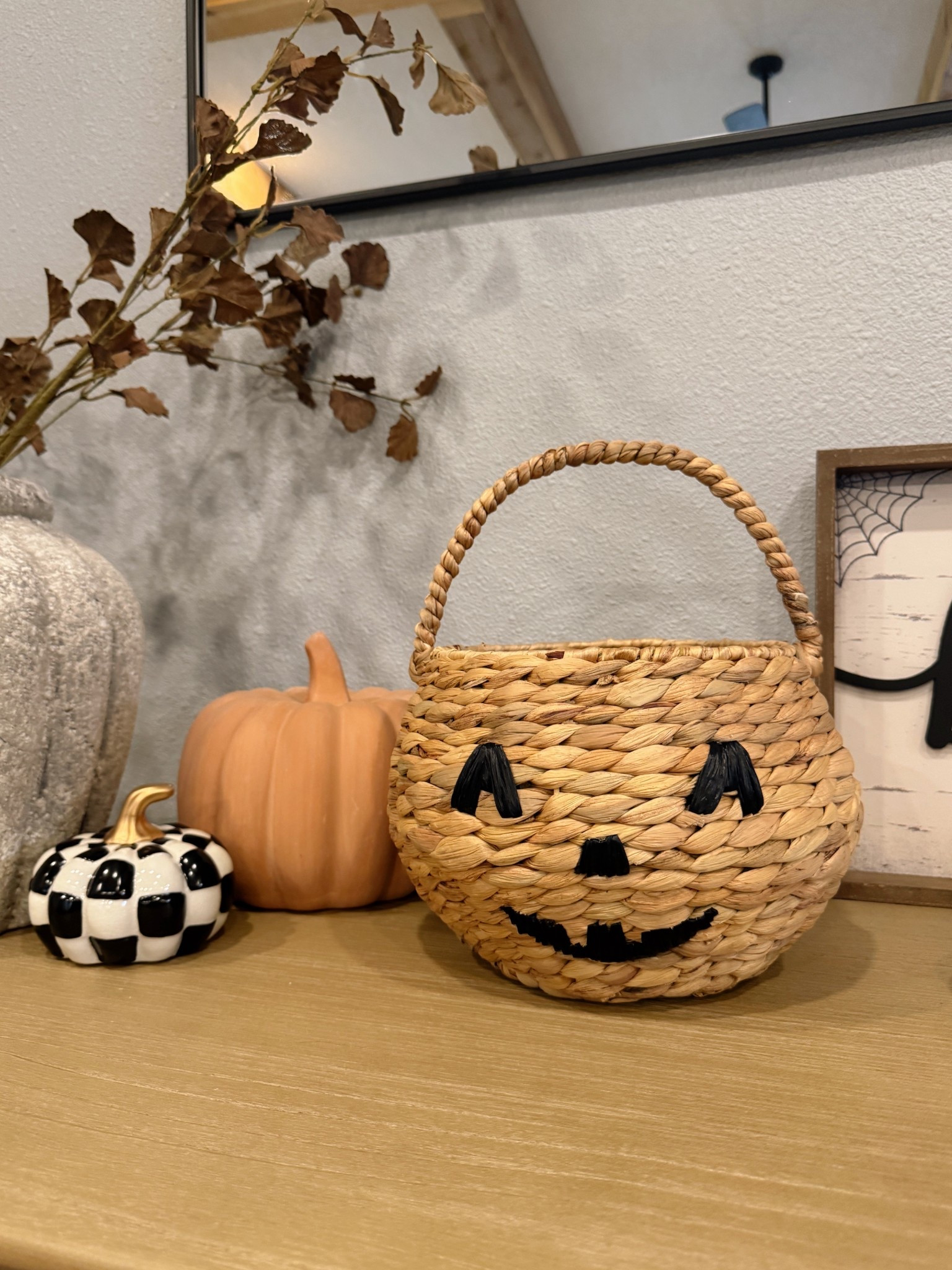 Woven neutral aesthetic trick or treat pumpkin basket. Treat basket Halloween boo basket 

#LTKKids #LTKHalloween #LTKSeasonal