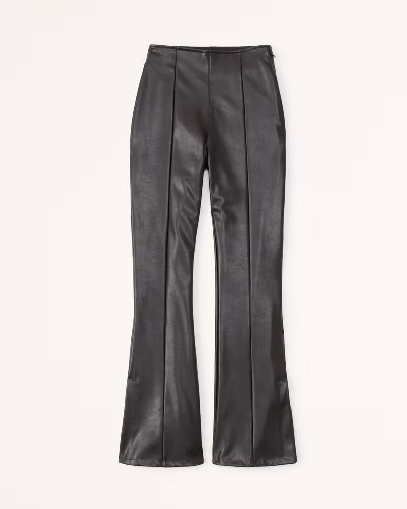 Women's Split-Hem Vegan Leather Slim Flare Pants | Women's Bottoms | Abercrombie.com | Abercrombie & Fitch (US)