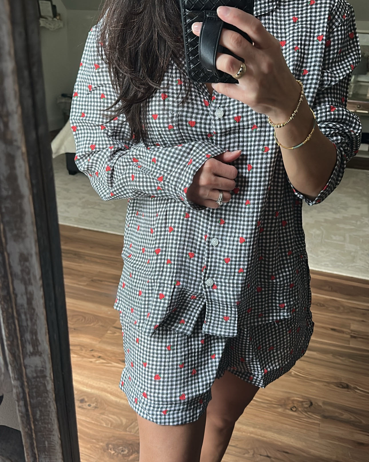 Wrap me in this set all day long 🍓🖤 100% cotton. Fits tts. I sized up to medium for extra comfort, but a small would’ve been a perfect fit for me. 

#LTKMothersDay #LTKTravel #LTKSaleAlert
