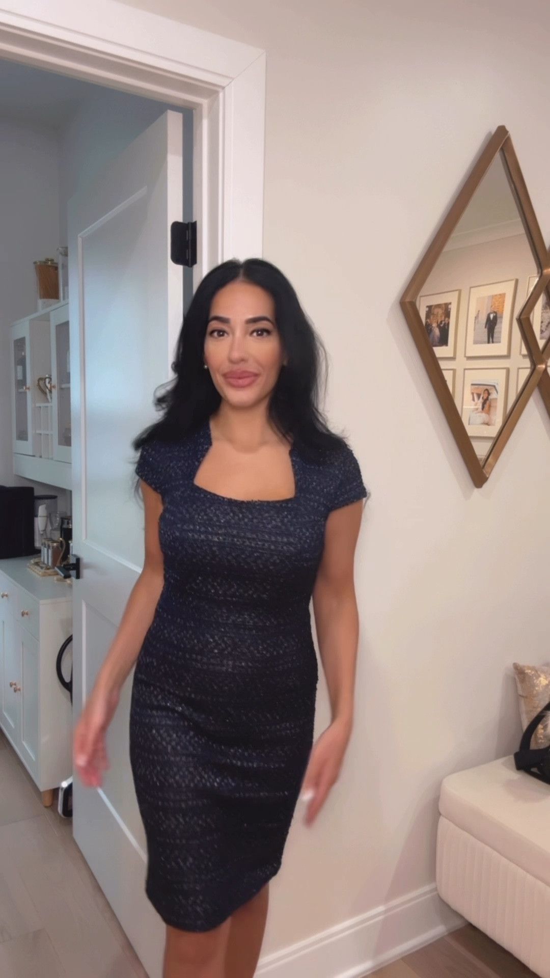 Shimmery navy tweed dress for office/workwear, business dinner, etc! So much stretch to this dress, which makes it comfortable & easy to wear all day/night!

#LTKWorkwear #LTKFindsUnder50 #LTKStyleTip