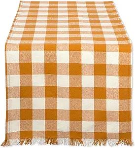 DII Heavyweight Fringed Check Tabletop Collection, Table Runner, 14x72, Pumpkin Spice | Amazon (US)
