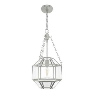 Hunter Indria 1-Light Brushed Nickel Island Pendant Light with Clear Seeded Glass Shade Kitchen L... | The Home Depot