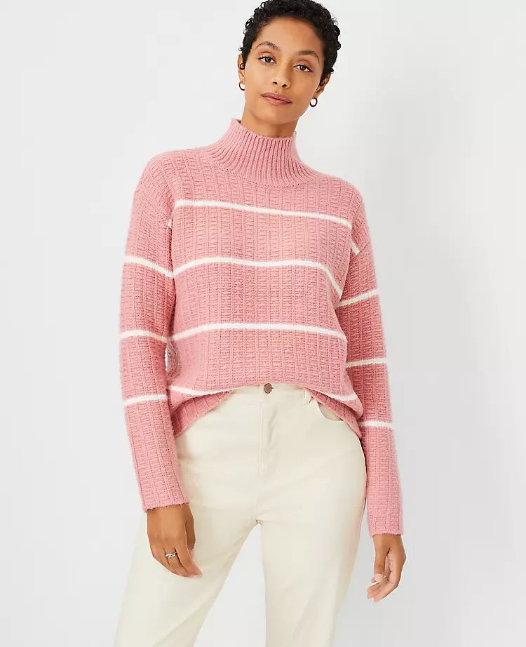 Stripe Ribbed Turtleneck Sweater | Ann Taylor (US)
