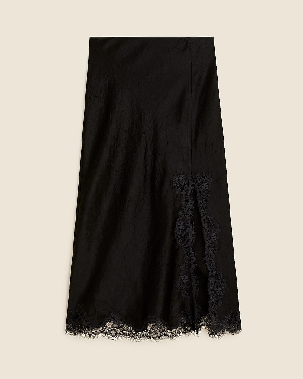Gwyneth lace-trim slip skirt in textured satin | J. Crew US