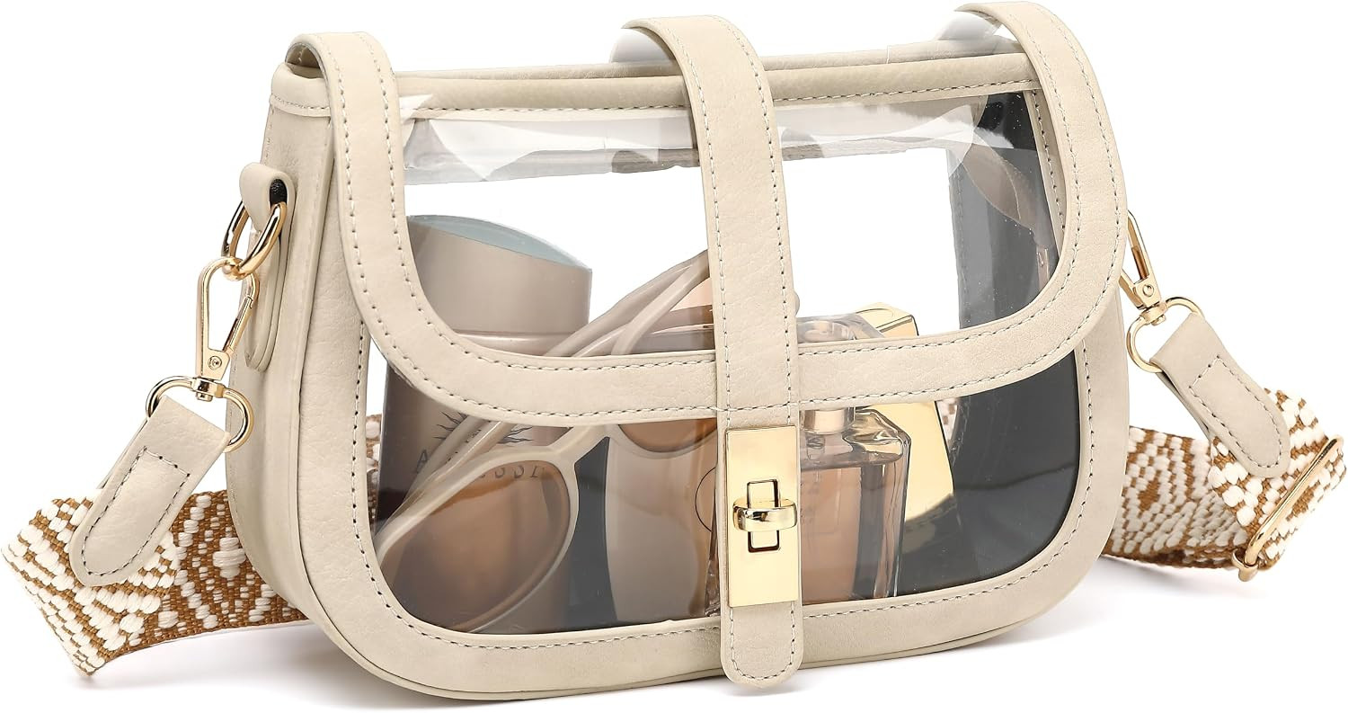 LOXOMU Clear Bag for Stadium Events, Cute Clear Crossbody Bag Stadium Approved, Small Clear Concert Purse for Women | Amazon (US)