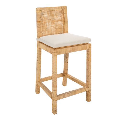 S/2 Nicola Cane Counter Stools, Natural | One Kings Lane