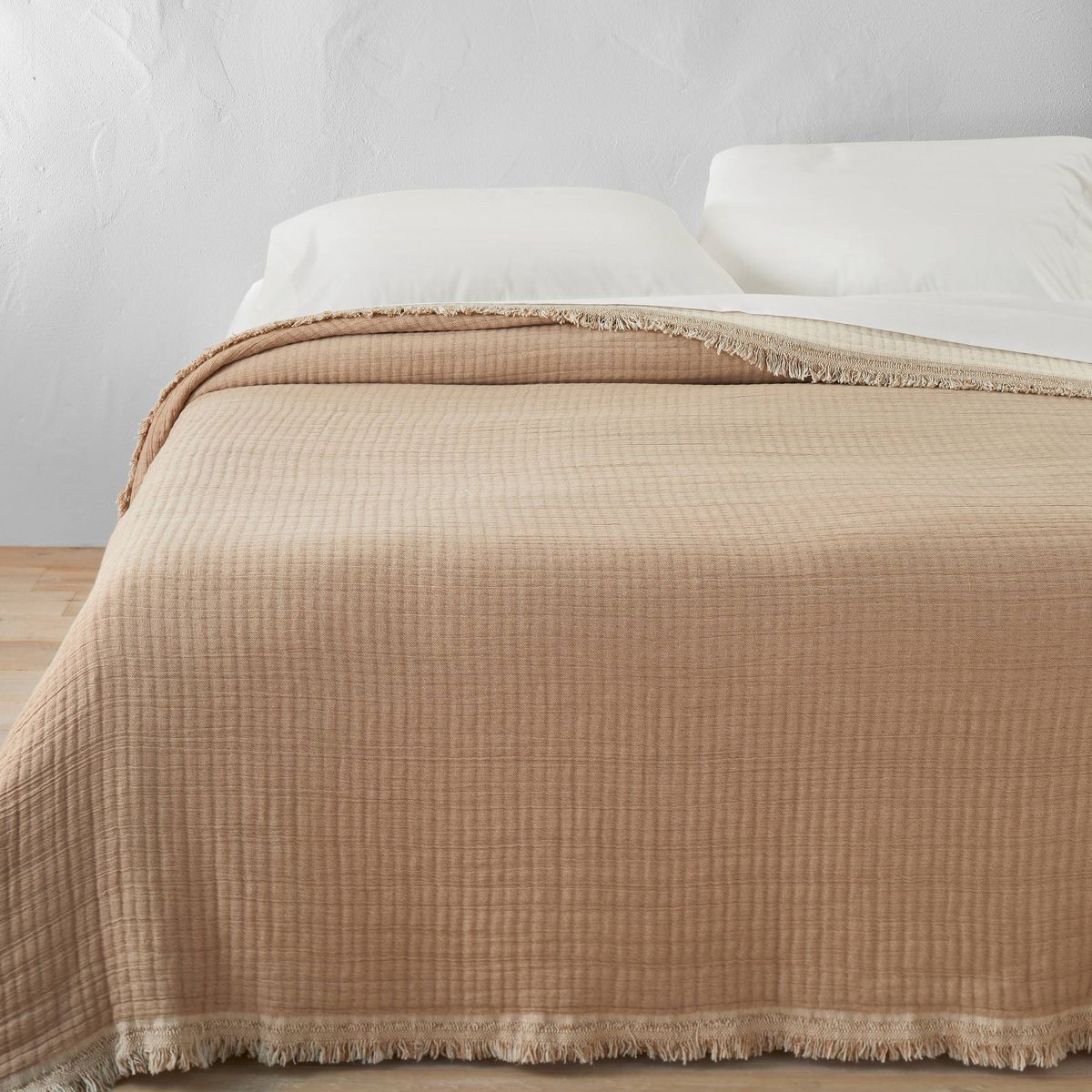 King Reversible Textured Cotton Chambray Coverlet Natural/Warm Brown - Casaluna™ | Target