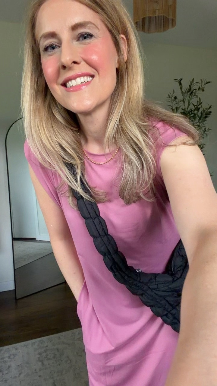 Comfy casual day dress under $20, fabric is thin and clingy, sizing up helps. I’m in a medium. I also have this dress in the stripe pattern and that one is thicker and a totally different fabric just fyi. #walmartfashion

#LTKOver40