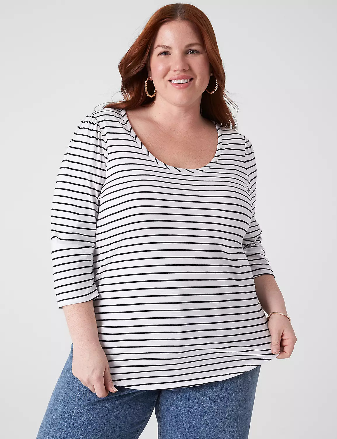 3/4-Sleeve Puff-Sleeve Tee | LaneBryant | Lane Bryant (US)