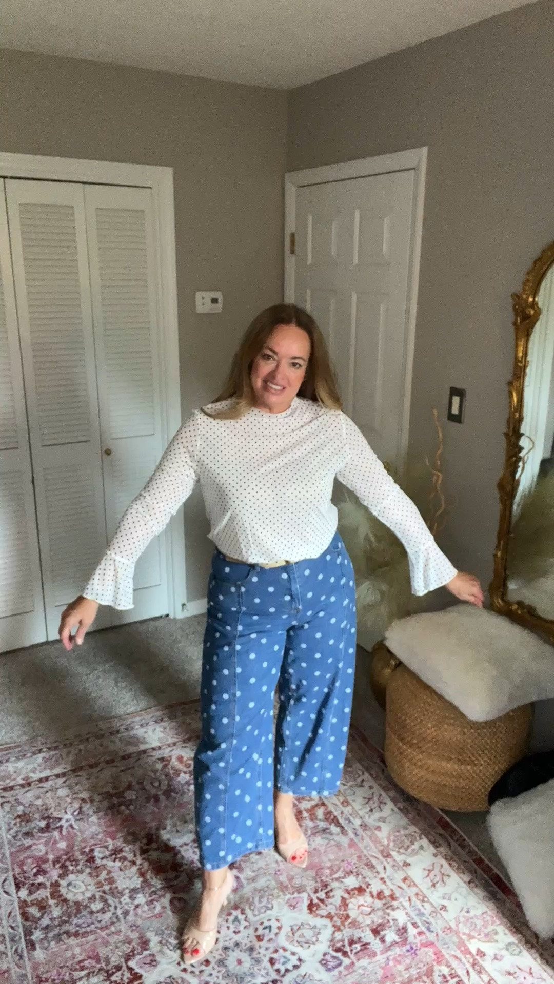 Sheer polka dot blouse with polka dot barrel jeans! Perfect for back to school and transition into Fall Fashion. 
Both will be so versatile for your wardrobe.

#LTKgrwm #LTKootd #LTKdayinmylife