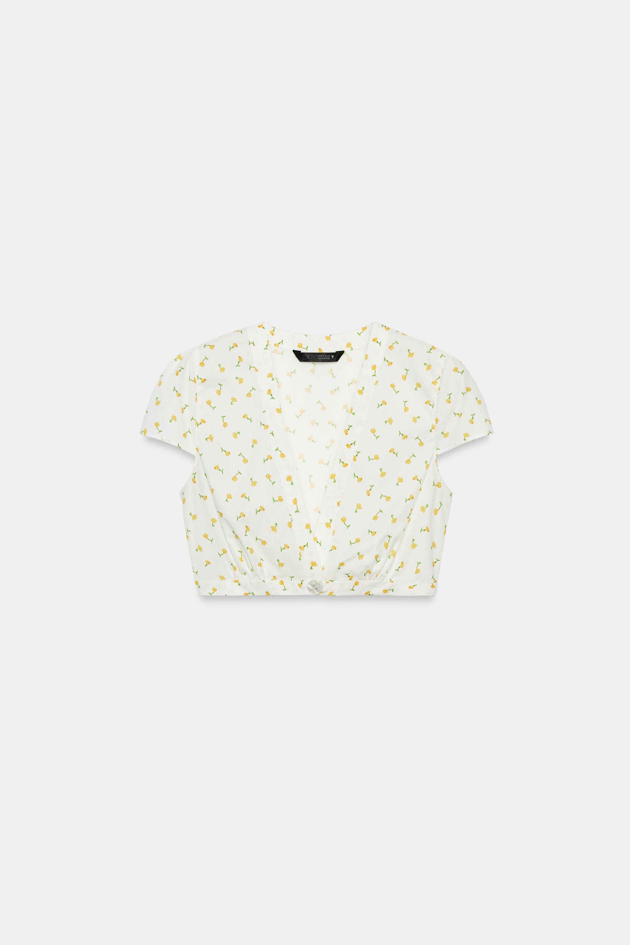 FLORAL POPLIN CROP TOP | Zara US