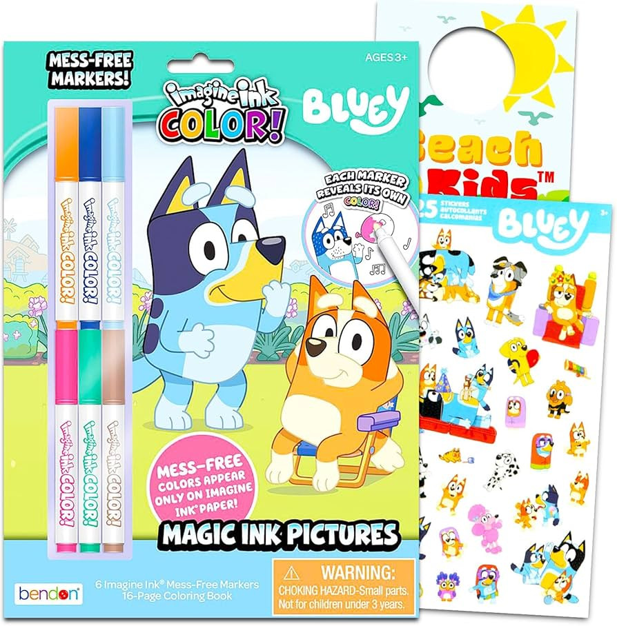 Bluey Imagine Ink Coloring Book Set - Bundle with 16 Page Mess-Free Bluey Activity and Coloring B... | Amazon (US)