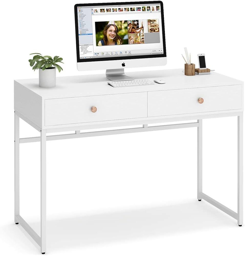 Tribesigns Computer Desk, Modern Simple 47 inch Home Office Desk Study Table Writing Desk with 2 ... | Amazon (US)
