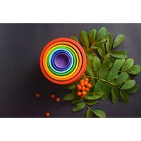 Wooden Nesting Bowls Set, Color Sorting Rainbow, Rainbow Stacking Toy, Montessori, Matching Toys, Wa | Etsy (US)