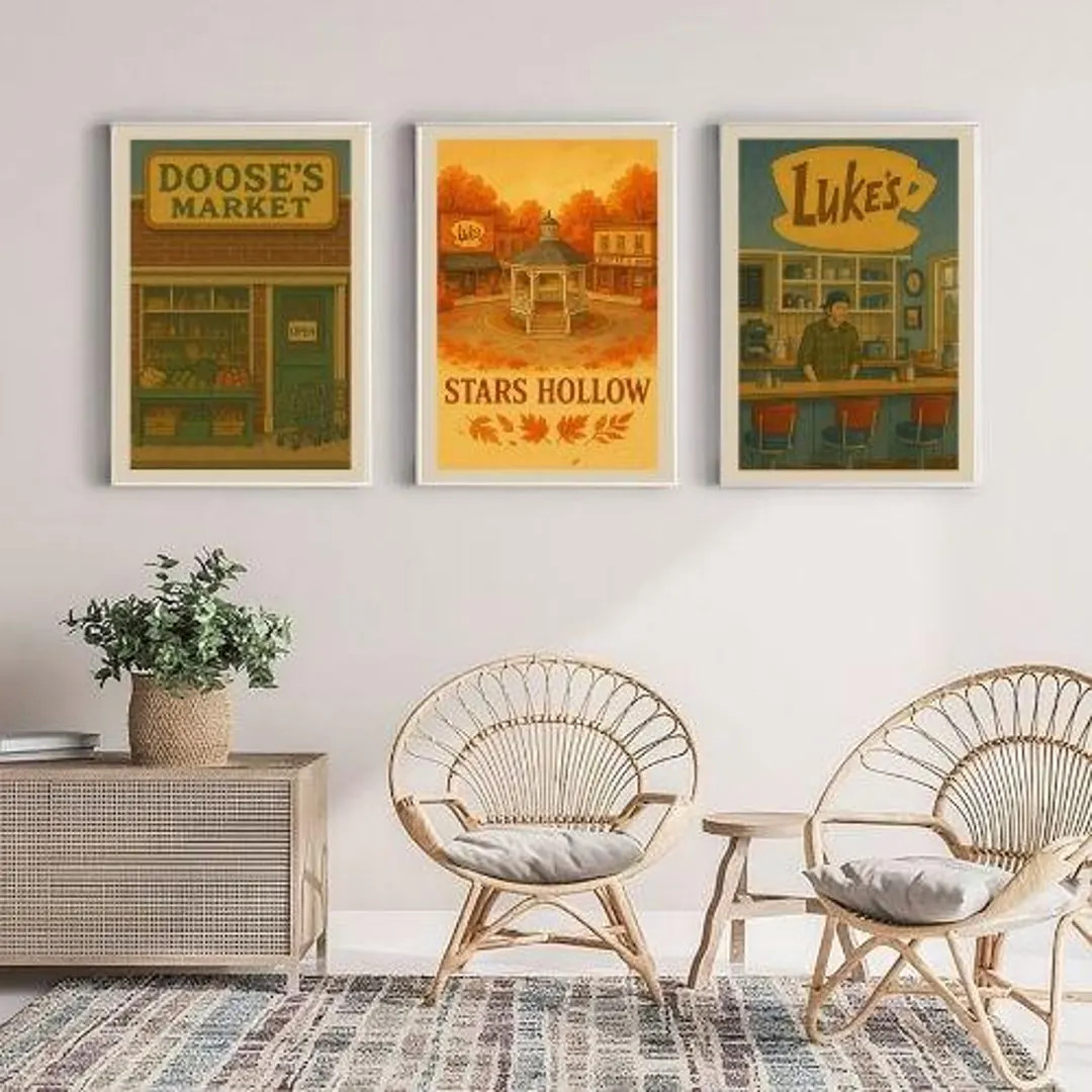 Gilmore Girls Poster Set of 3, Luke's Diner Wall Art, Stars Hollow Poster, Stars Hollow Autumn Pr... | Etsy (US)