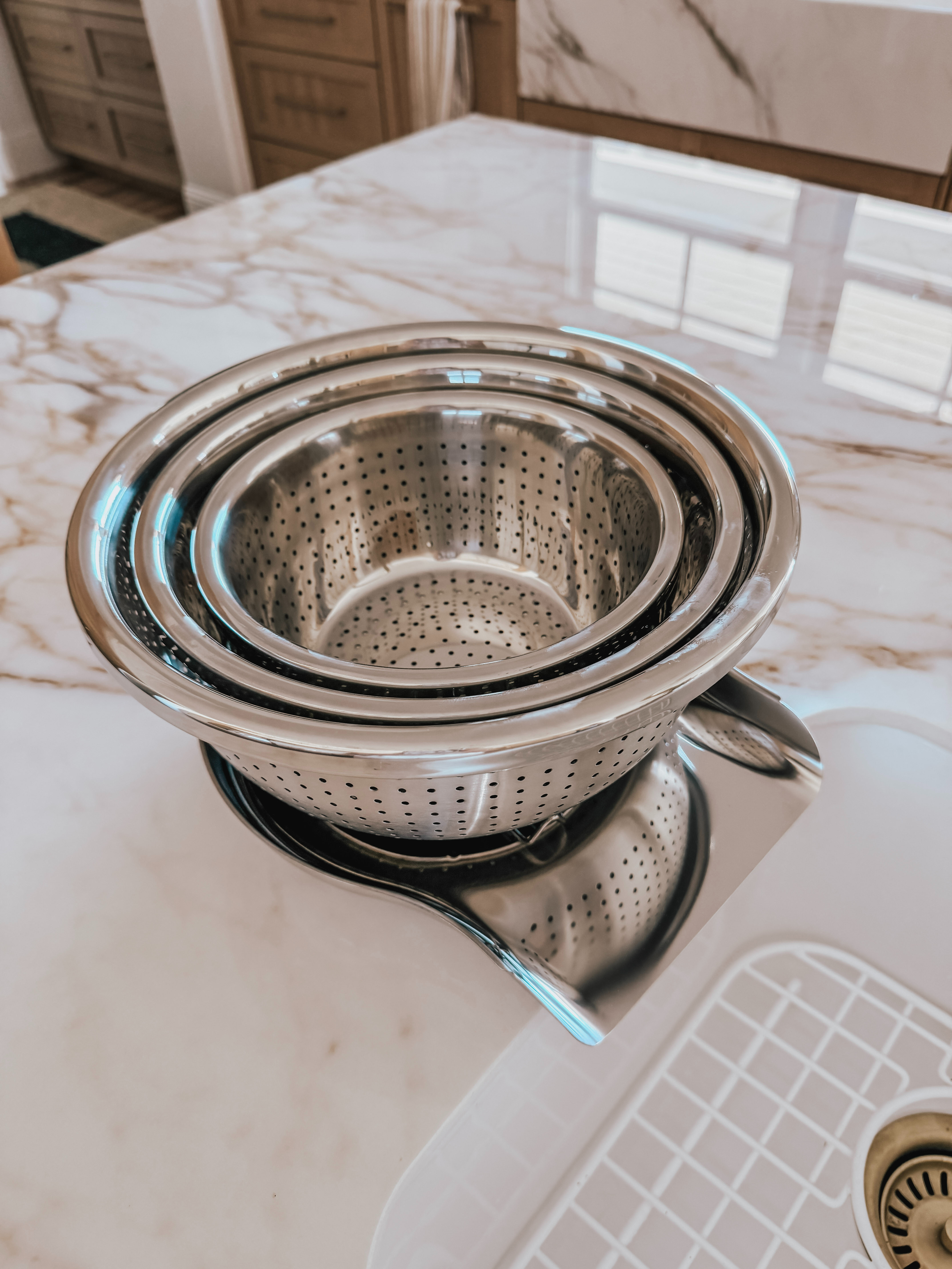 These stackable strainers with the self-draining base helps keep your countertops cleaner, they nest together to save space, and they’re one of those simple kitchen upgrades you’ll use all the time. 

 #LTKHome