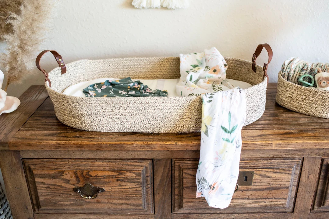 Baby Changing Basket with Waterproof Pad and Safety Straps Baby Moses Changing Basket Includes Bo... | Etsy (US)