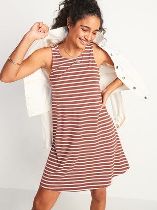 Striped Jersey-Knit Sleeveless Swing Dress for Women | Old Navy (US)