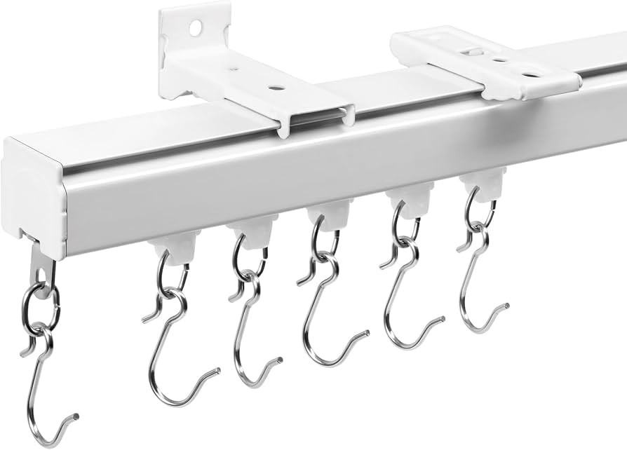 Aluminum 9 ft\u201312 ft Ceiling Curtain Track Set with 3 Types of Hooks, Adjustable Ceiling/Wall... | Amazon (US)